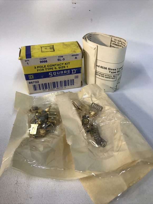 Square D 9998 SL3 Size 1  Series A Contact Kit 3 Pole For Type S 86722