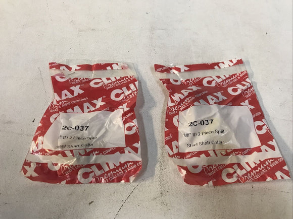 * Lot of 2* CLIMAX 2C-037 3/8'' ID 2 Piece Split Steel Shaft Collar