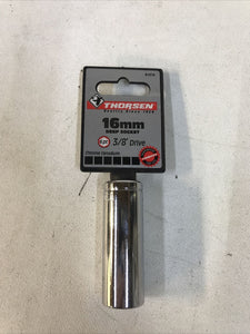 Thorsen 16mm Deep Socket 3/8 Drive 6 Point Metric Chrome Vanadium 61316