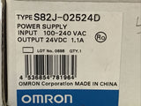 Omron S82J-02524D Din Rail Power Supply 100-220vac Input 24vdc 1.1 amp Output