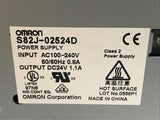 Omron S82J-02524D Din Rail Power Supply 100-220vac Input 24vdc 1.1 amp Output