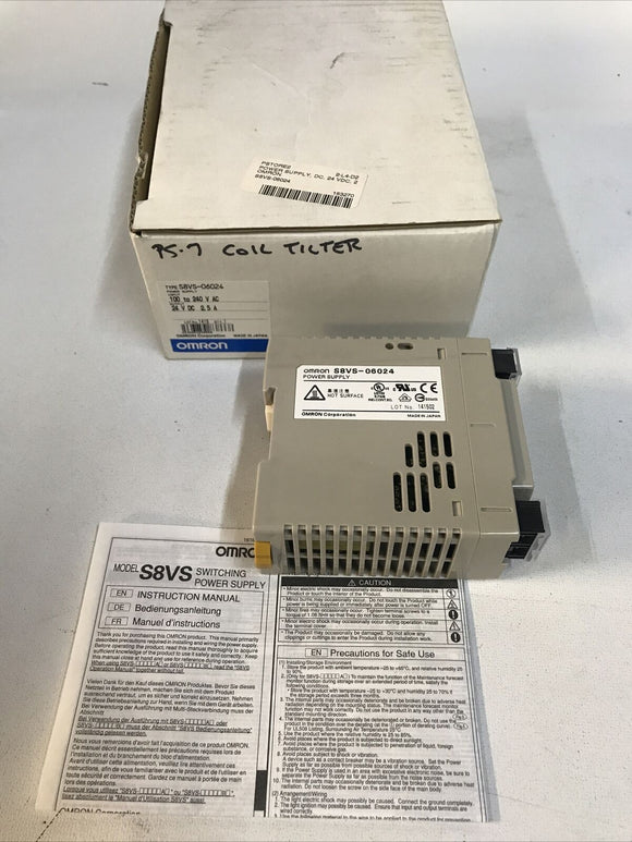 Omron S8VS-06024 AC/DC DIN Rail Power Supply (PSU) 60 W, 100-240VDC, 2.5A