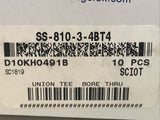 *Sealed Box Of 10* Swagelok SS-810-3-4BT4 Stainless Steel Fitting Tee Bore Thru