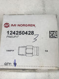 *Lot Of 3* Norgren 124250428 Push-In Straight Fitting 1/4" NPT 1/4" Tubing