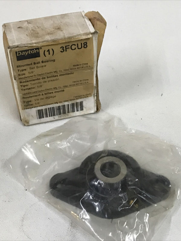 Dayton 3FCU8 Flange Bearing, 2-Bolt, Ball, 5/8