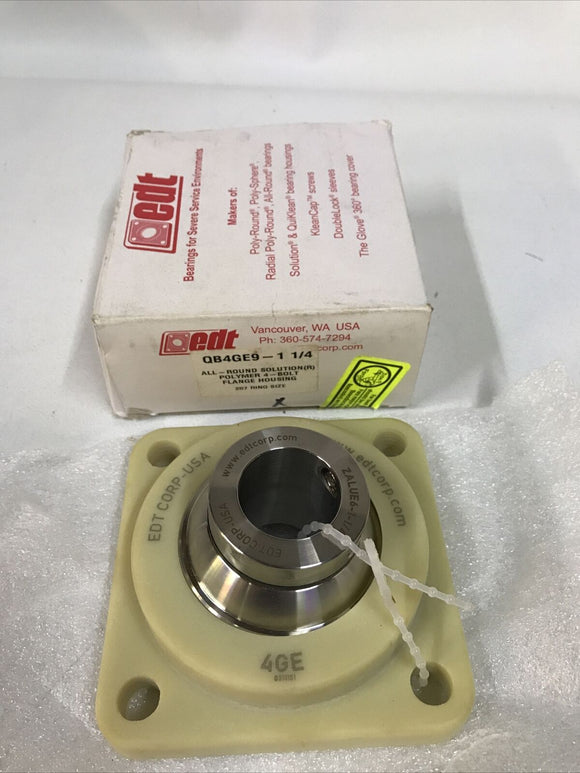 EDT QB4GE9-1-1/4 QB4GE9114 Polymer 4 Bolt Flange Housing 207 Ring Size