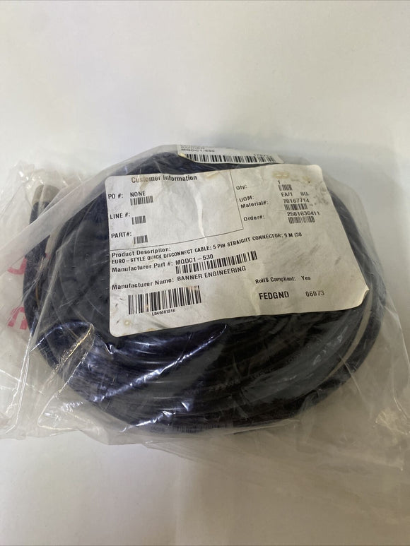 Banner MQDC1-530 Quick Disconnect Cable 5 Pin Straight Connector