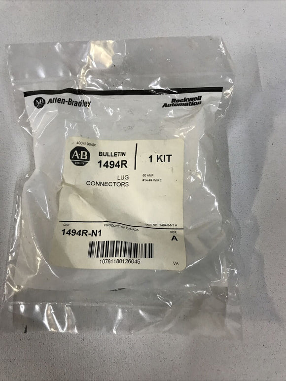 Allen Bradley 1494R-N1 Ser. ALug Connector Kit 60 A #14-#4 Wire (Bag Of 3)