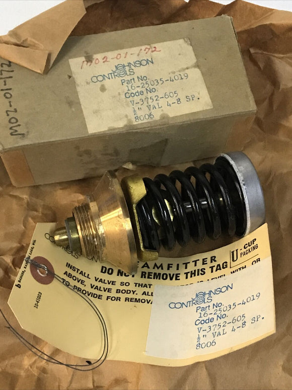Johnson Controls V-3752-0605 16-25053-4019 Valve In Spring Kit 1/2” 4-8 SP