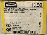 Hubbell HBL5661 Brown Receptacle 15AMP 250VAC 3Wire NEMA 6-15R