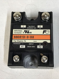 Fuji Electric SS031D-3-D3 Solid State Contactor Input: DC5-24V Output: DC200V 3A