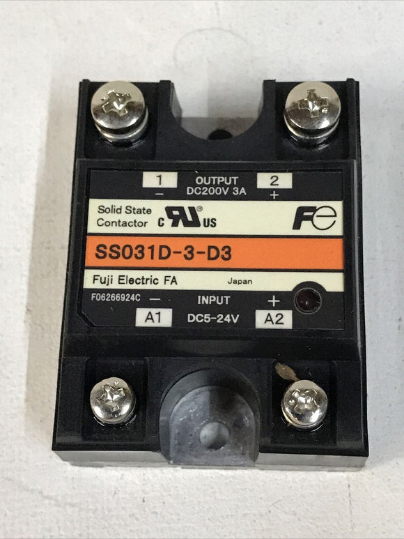 Fuji Electric SS031D-3-D3 Solid State Contactor Input: DC5-24V Output: DC200V 3A