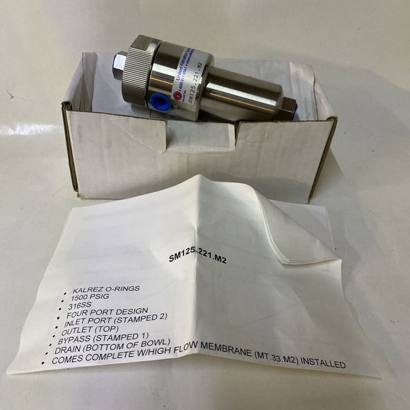 United Filtration Systems SMC125 221 M2 Stainless Steel Kalrez Orings 1500 PSIG