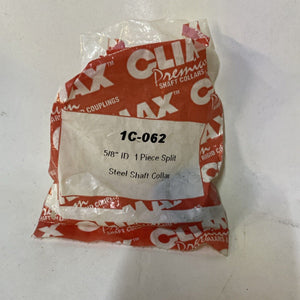 Climax 1C-062-S 5/8" ID 1 Piece Split Collar Stainless Steel Shaft