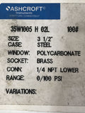 Ashcroft 35W1005 H 02L 100# Pressure Gauge 3-1/2in 0-100psi 1/4in Npt