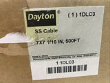*SEALED* DAYTON 1DLC3 SS Cable 1/16 In 500 Ft 96 Lb Capacity