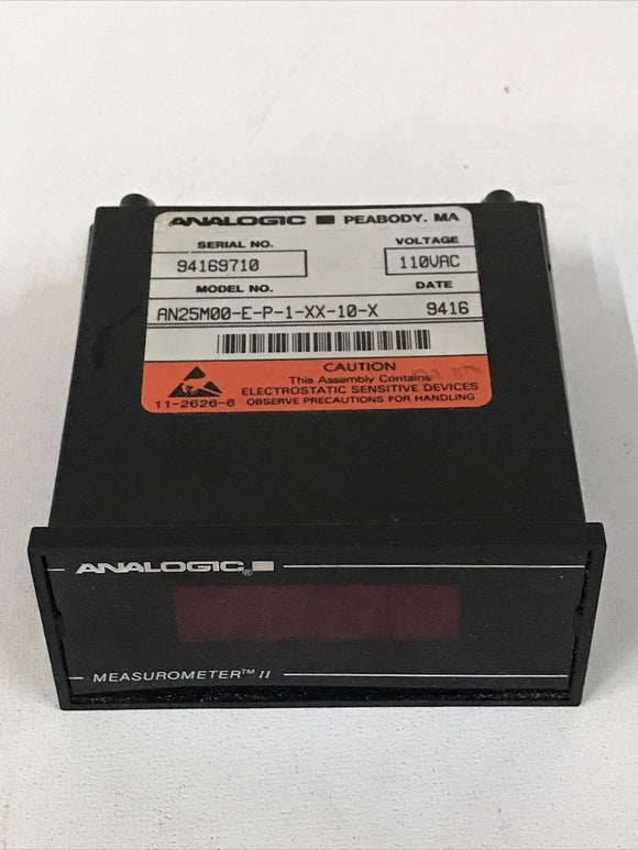 Analogic AN25M00-E-P-1-XX-10-X Measurometer Digital Panel Meter 110VAC AN25M00