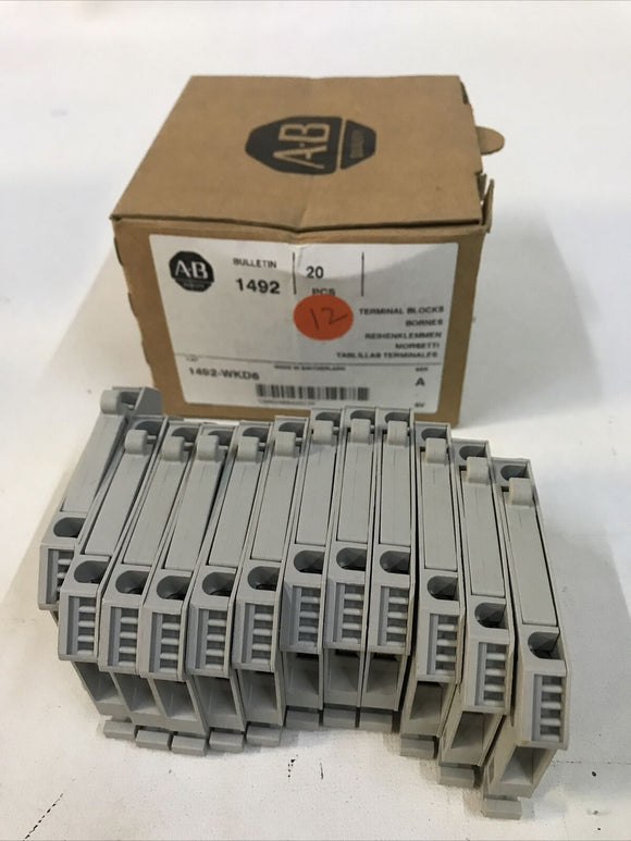 *Box Of 12* Allen Bradley 1492-WKD6 Ser. A IEC Knife Style Terminal Block
