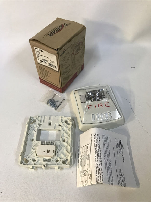 Cooper Wheelock STW 127685 White Fire Alarm Wall Strobe Light 2W 12/24V