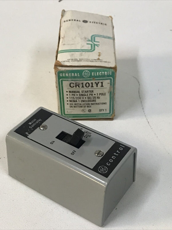 GE CR101Y1 Manual Motor Starter Toggle 1 Phase 1 Pole MAX 115/230VAC 60/25 Hz