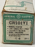 GE CR101Y1 Manual Motor Starter Toggle 1 Phase 1 Pole MAX 115/230VAC 60/25 Hz