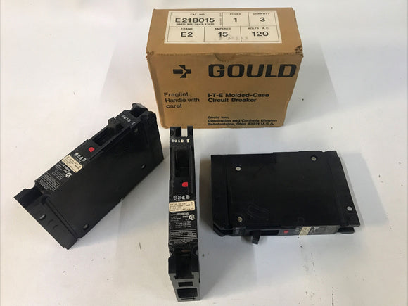 *BOX OF 3* Gould E21B015 1 Pole 15 Amp 120 VAC I-T-E Molded Case Circuit Breaker