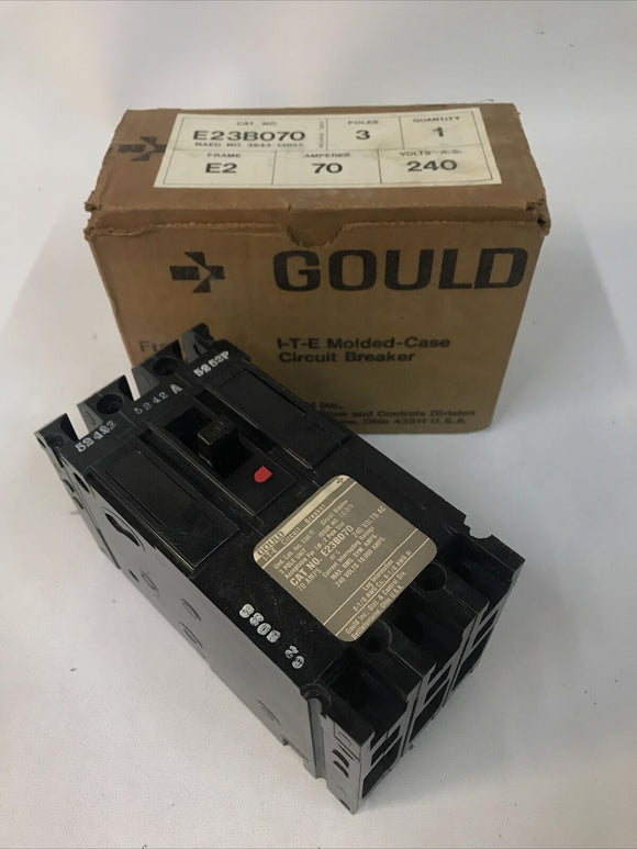 Gould E23B070 3 Pole 70A 240V I-T-E Molded Case Circuit Breaker E2 Frame