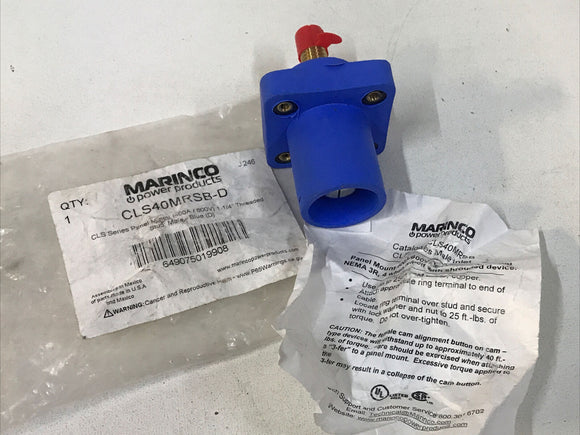 Marinco CLS40MRSB-D 1-1/4” Blue CLS Male Panel Mount Threaded Stud 400A 600V