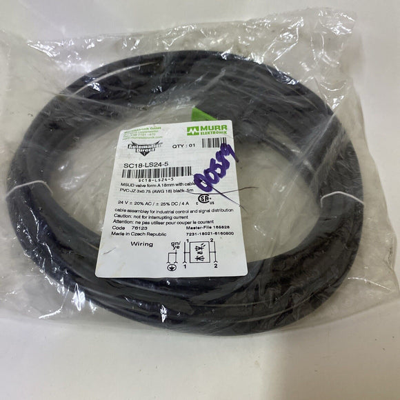Murr Elektronic SC18-LS24-5 MSUD Valve Form A 18mm With Cable Assembly