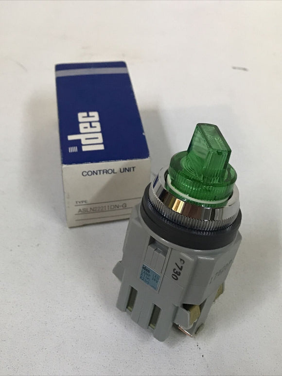idec ASLN22211DN-G Green Snap Acting Selector Switch 24V LED Lamp
