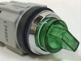 idec ASLN22211DN-G Green Snap Acting Selector Switch 24V LED Lamp