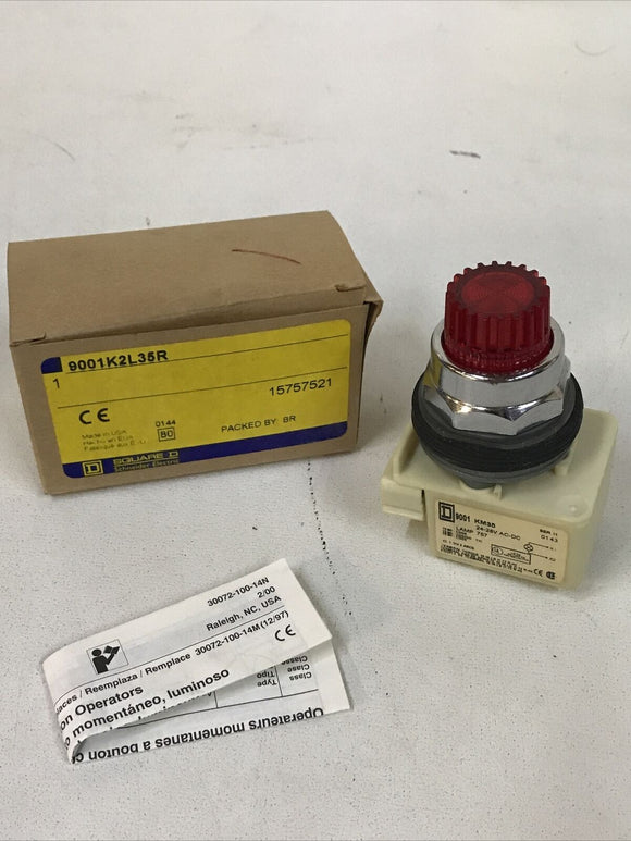 Square D 9001K2L35R Red Illuminated Push Button 9001KM35