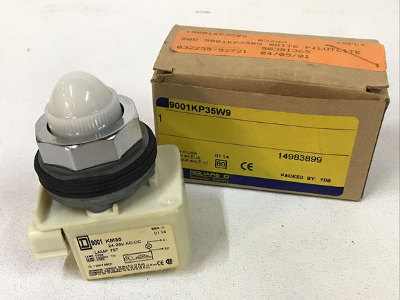 Square D 9001KP35W9 White Pilot Light 757 Lamp Ser H 24-28 V AC/DC