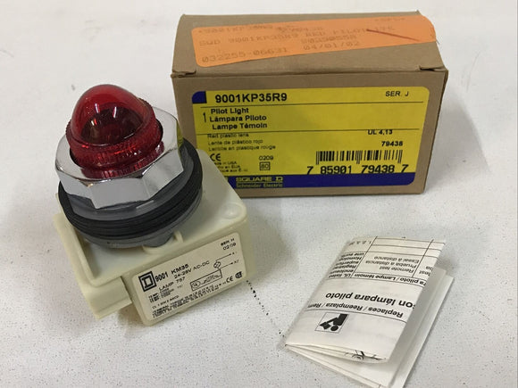 Square D 9001KP35R9 Ser. J Red Pilot Light 757 Lamp Ser H 24-28 V AC/DC