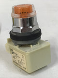 Square D 9001K1L35A Amber Illuminated Push Button 9001KM35 Ser H 24-28V AC/DC