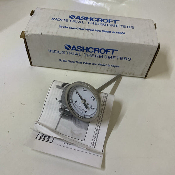 Ashcroft 20CI60R0400/250F 1/4 NPT Rear Connect 2” Dial 4” Stem 0-250F Single