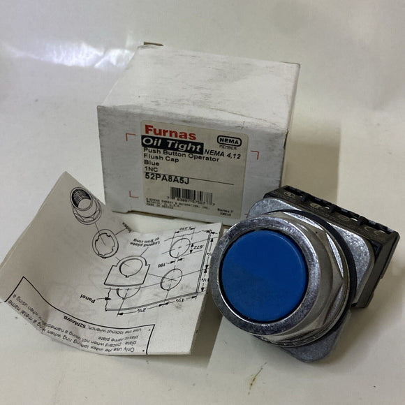 FURNAS 52PA8A5J Push Button Operator Flush Cap Blue 2 Positions 1NC NEMA 4,12