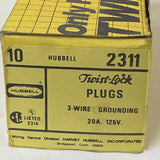 Hubbell 2311 Twist Lock Male Dead Front Plug 20A 125V Box of 8