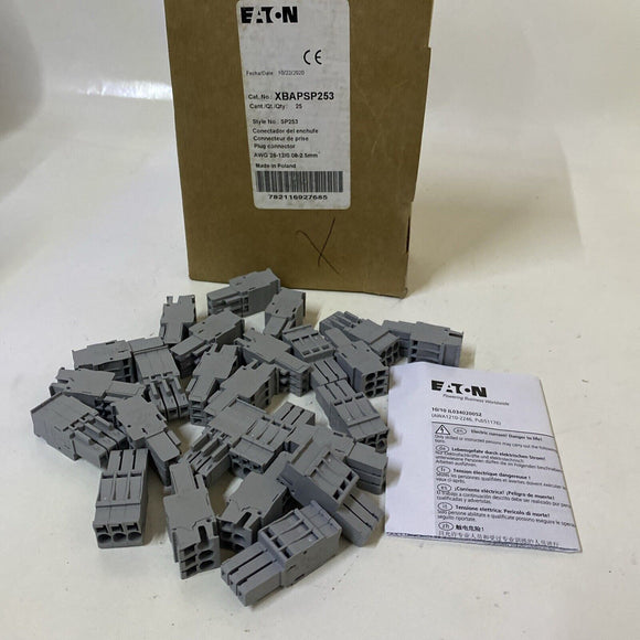 Eaton XBAPSP253 Connection Plug Female 3 Pos 300 V Nominal Lot of 20
