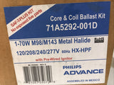 Philips Advance Metal Halide Ballast Kit 71A5292-001D, 70W HID Bulbs M98 / M143