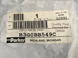 *SEALED* Parker B3G0BB549C Single Solenoid 3-Way 2-Position Valve 150 PSI MAX