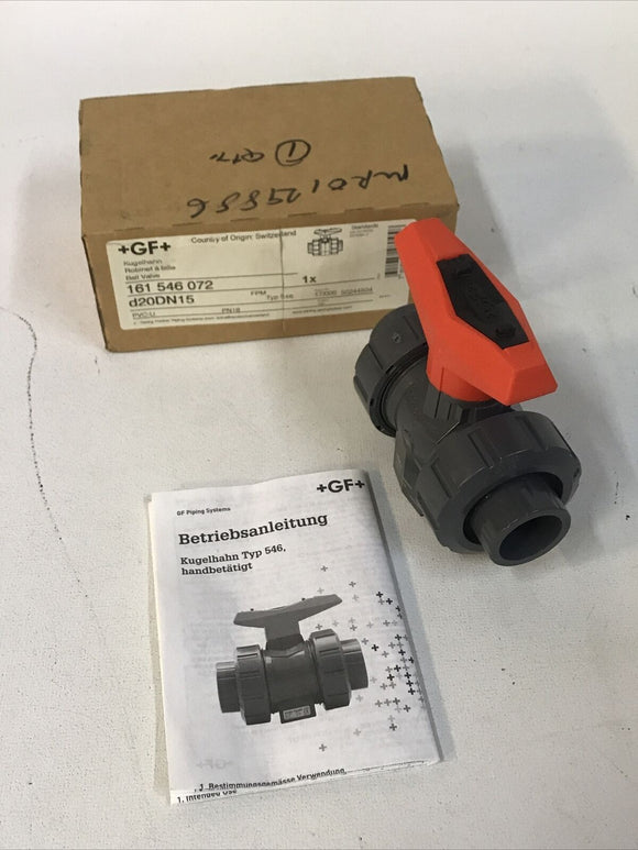 Georg Fischer 161 546 072 GF Ball Valve d20DN15 Type 546 PVC-U FPM