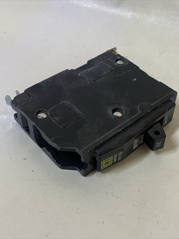 Square D QHB120 1P 20a 120V 65kA  Bolt-on Breaker  Yellow D, White 20 NTO