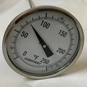 Ashcroft 50EI60E04030130 Thermometer Dial Bi-Metal 0-250F 5" Dial 11" Stem