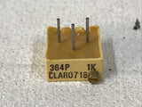 *Lot Of 5* CLAROSTAT 364P 1K 3/8" Square Multi Turn 1K Ohm Cermet Trimming POT