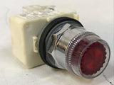 Schneider Square D 9001KM25R Ser. H 240VAC Red Push Button W/ KA1 Ser. K