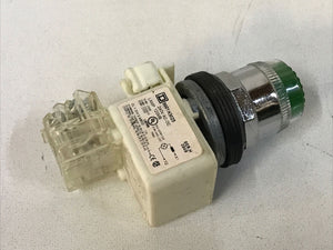 Schneider Square D 9001KM25G Ser. H 240VAC Green Push Button W/ KA1 Ser. K