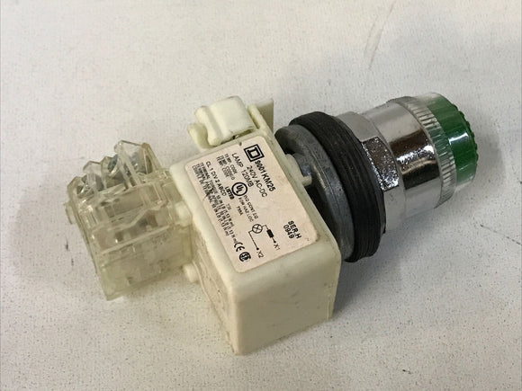 Schneider Square D 9001KM25G Ser. H 240VAC Green Push Button W/ KA1 Ser. K