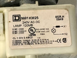 Schneider Square D 9001KM25G Ser. H 240VAC Green Push Button W/ KA1 Ser. K