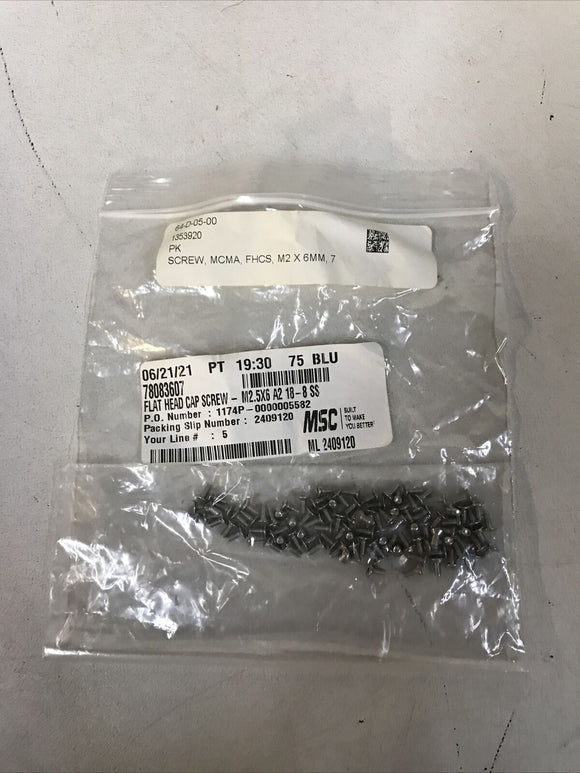 *Lot Of 99* MSC Socket Flat Head Cap Screw M2 - .40 X 6mm